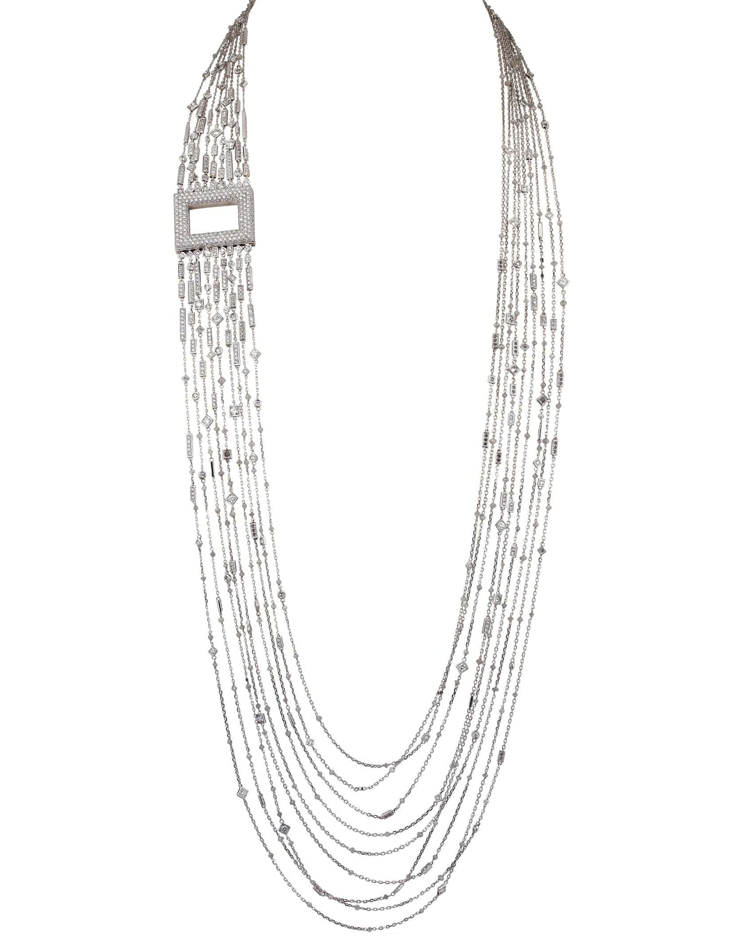 MARIANI-Nine Strand Ice Diamond Necklace-WHITE GOLD