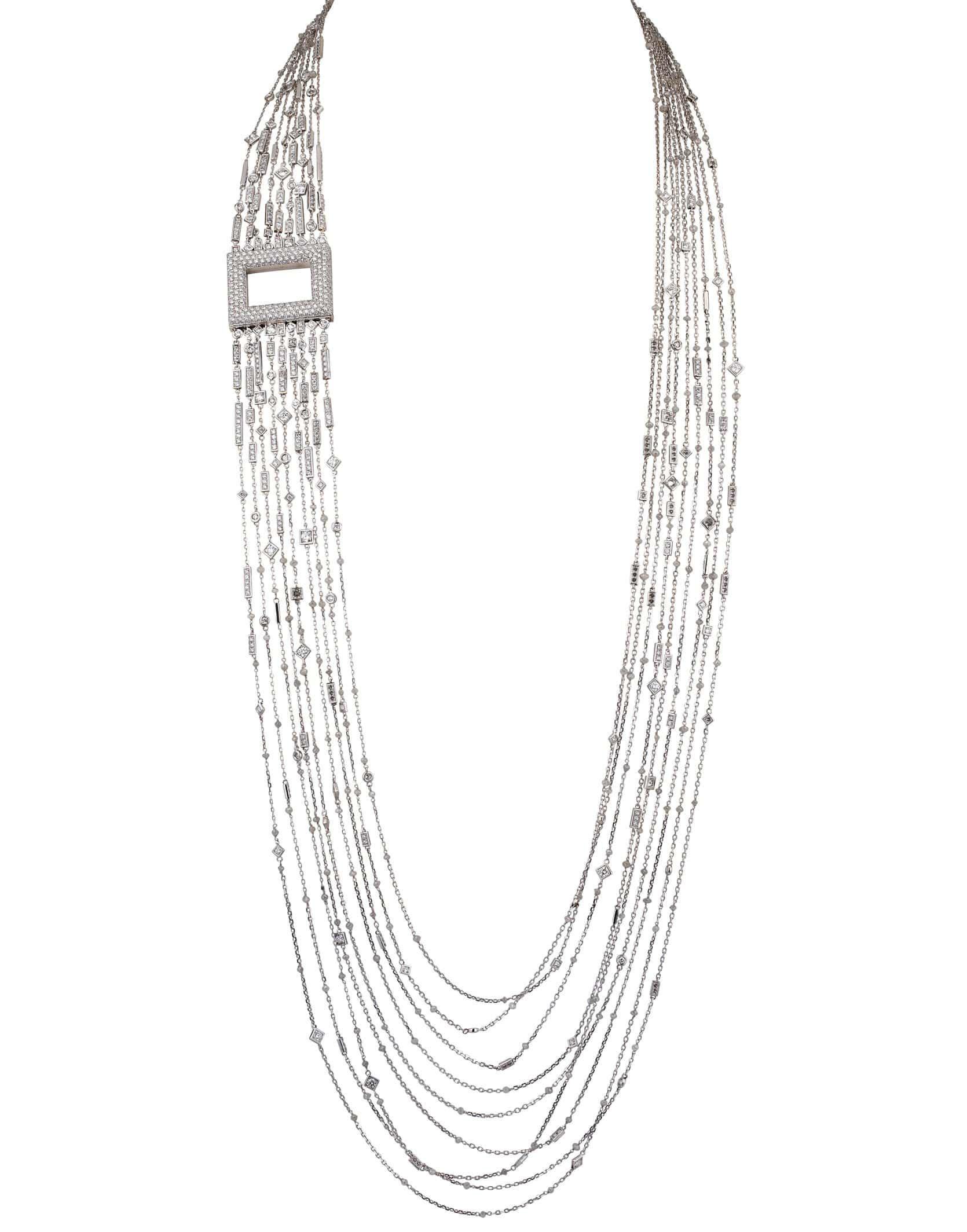 MARIANI-Nine Strand Ice Diamond Necklace-WHITE GOLD