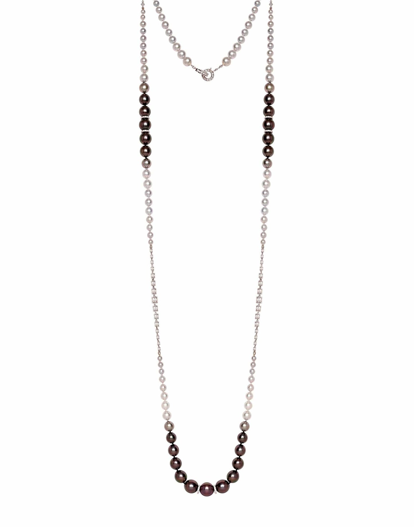 MARIANI-Tahitian Akoya Pearl and Diamond Necklace-WHITE GOLD