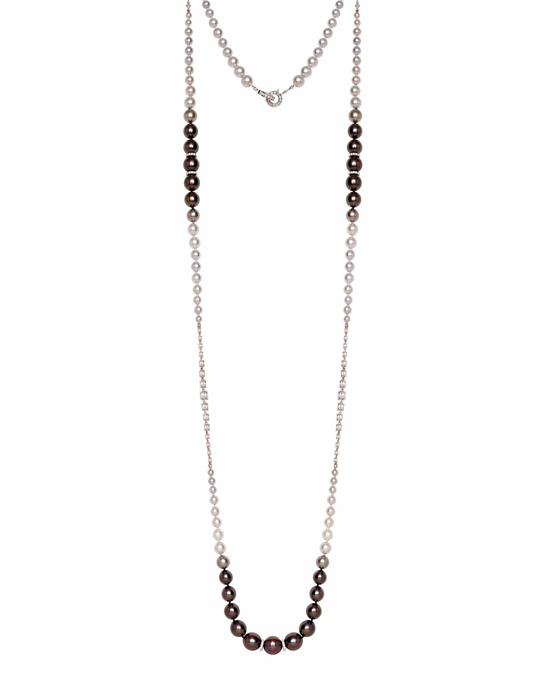 MARIANI-Tahitian Akoya Pearl and Diamond Necklace-WHITE GOLD