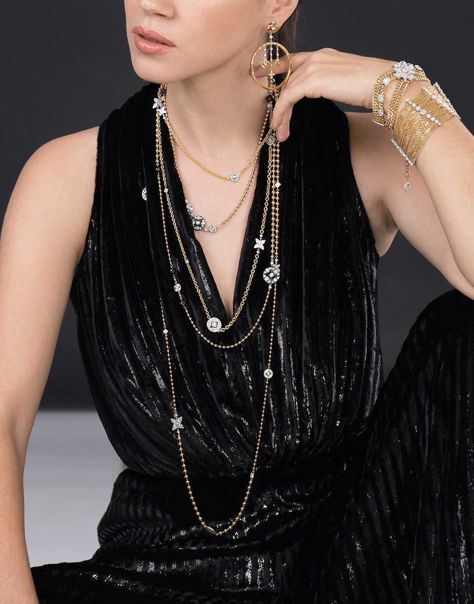 MARIANI-Lucilla Diamond Bead Necklace-YELLOW GOLD