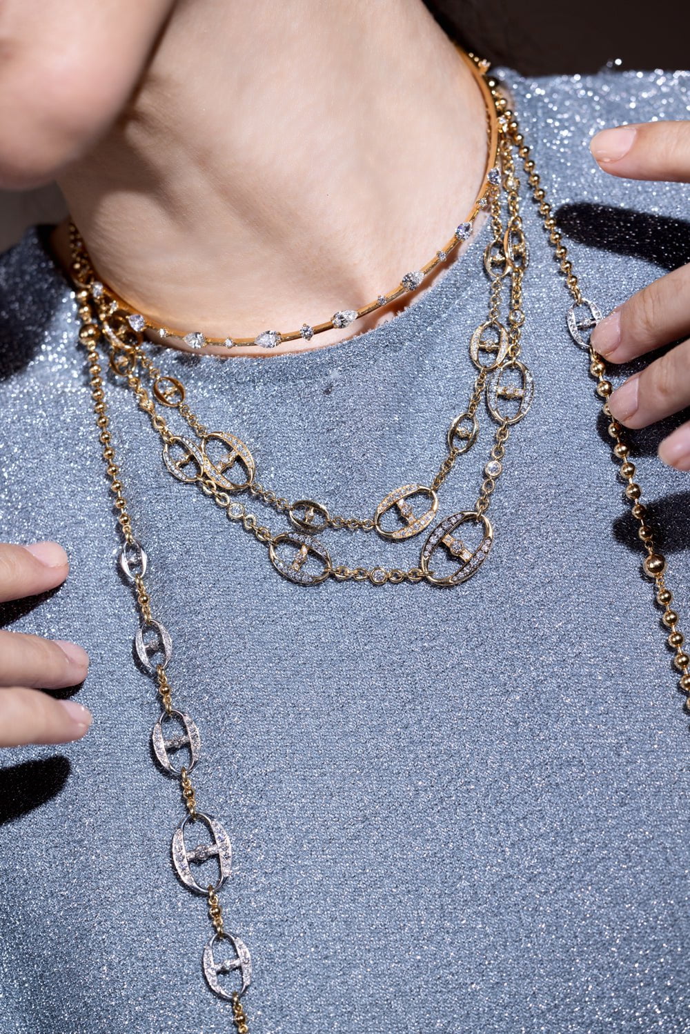 MARIANI-Marina Link Station Necklace-YELLOW GOLD