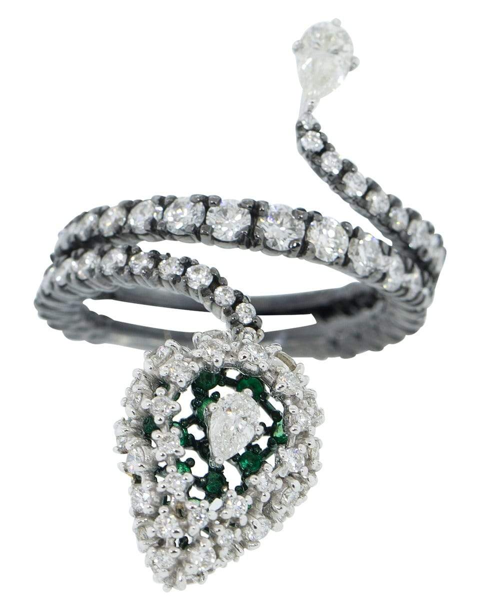 MARIANI-Emerald and Diamond Snake Ring-WHITE GOLD