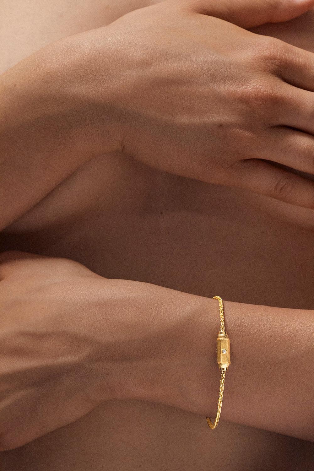 Micro Coco Bracelet-YELLOW GOLD-17-JEWELRYFINE JEWELBRACELET O-MARIE LICHTENBERG