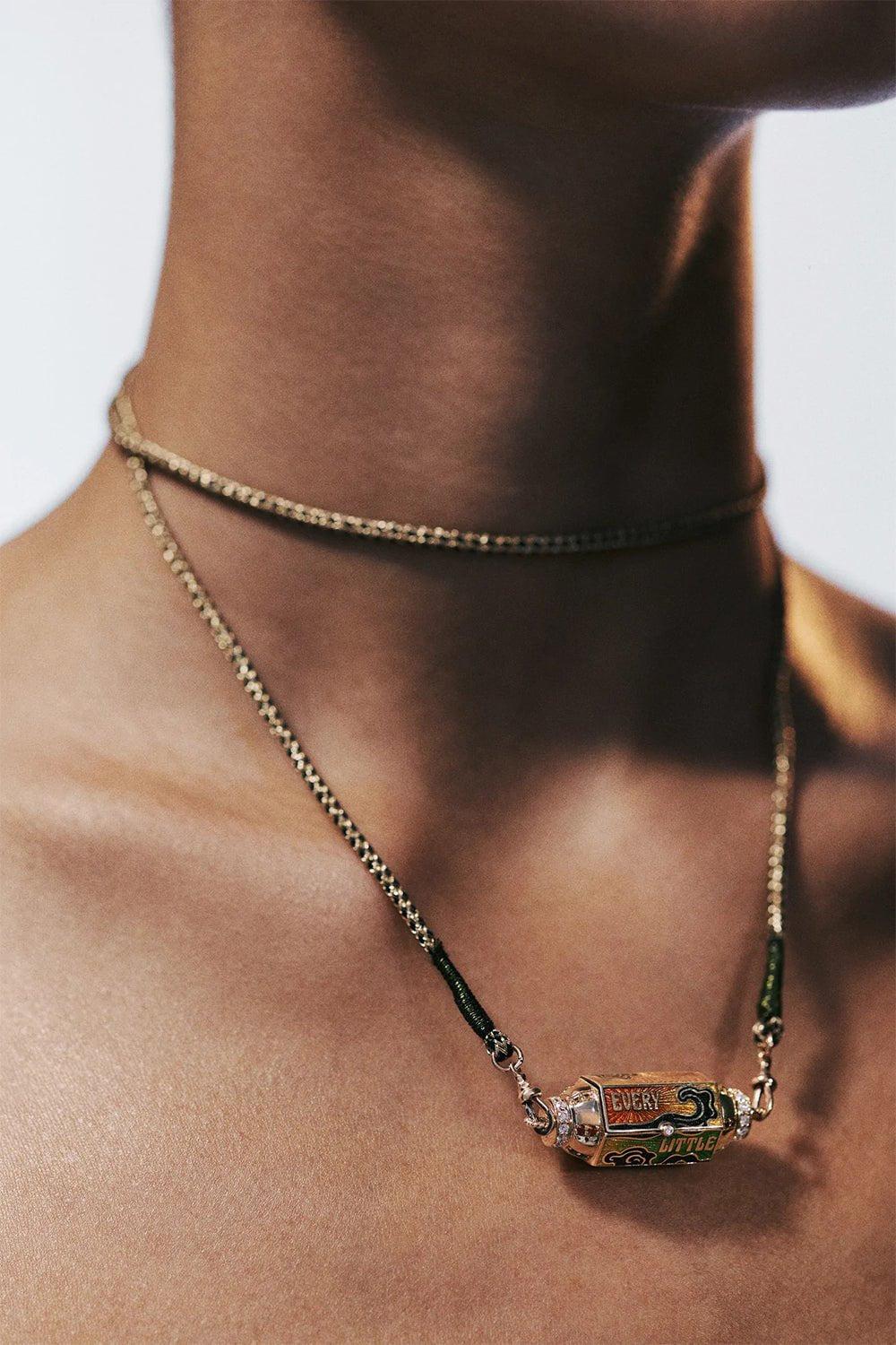 MARIE LICHTENBERG-Rasta Multi Enamel Locket-ROSE GOLD