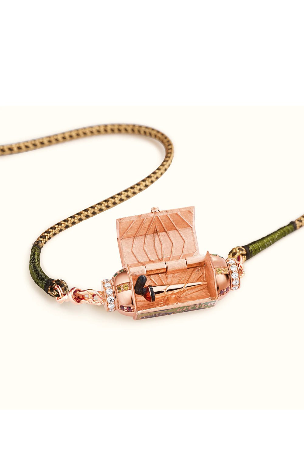 MARIE LICHTENBERG-Rasta Multi Enamel Locket-ROSE GOLD