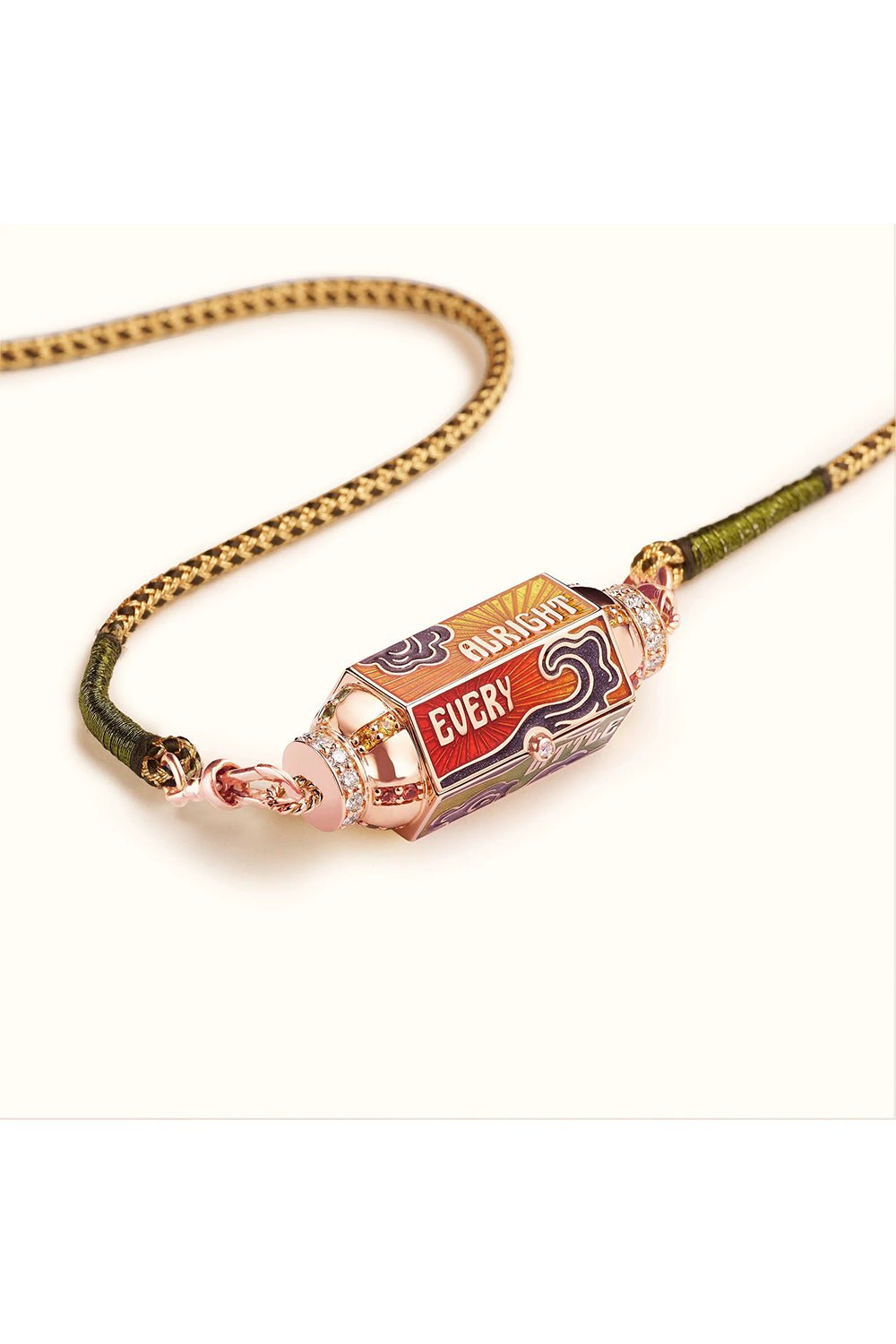 MARIE LICHTENBERG-Rasta Multi Enamel Locket-ROSE GOLD