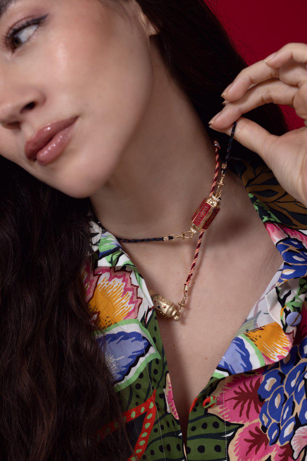 MARIE LICHTENBERG-Mauli Burgundy Beige Chain-