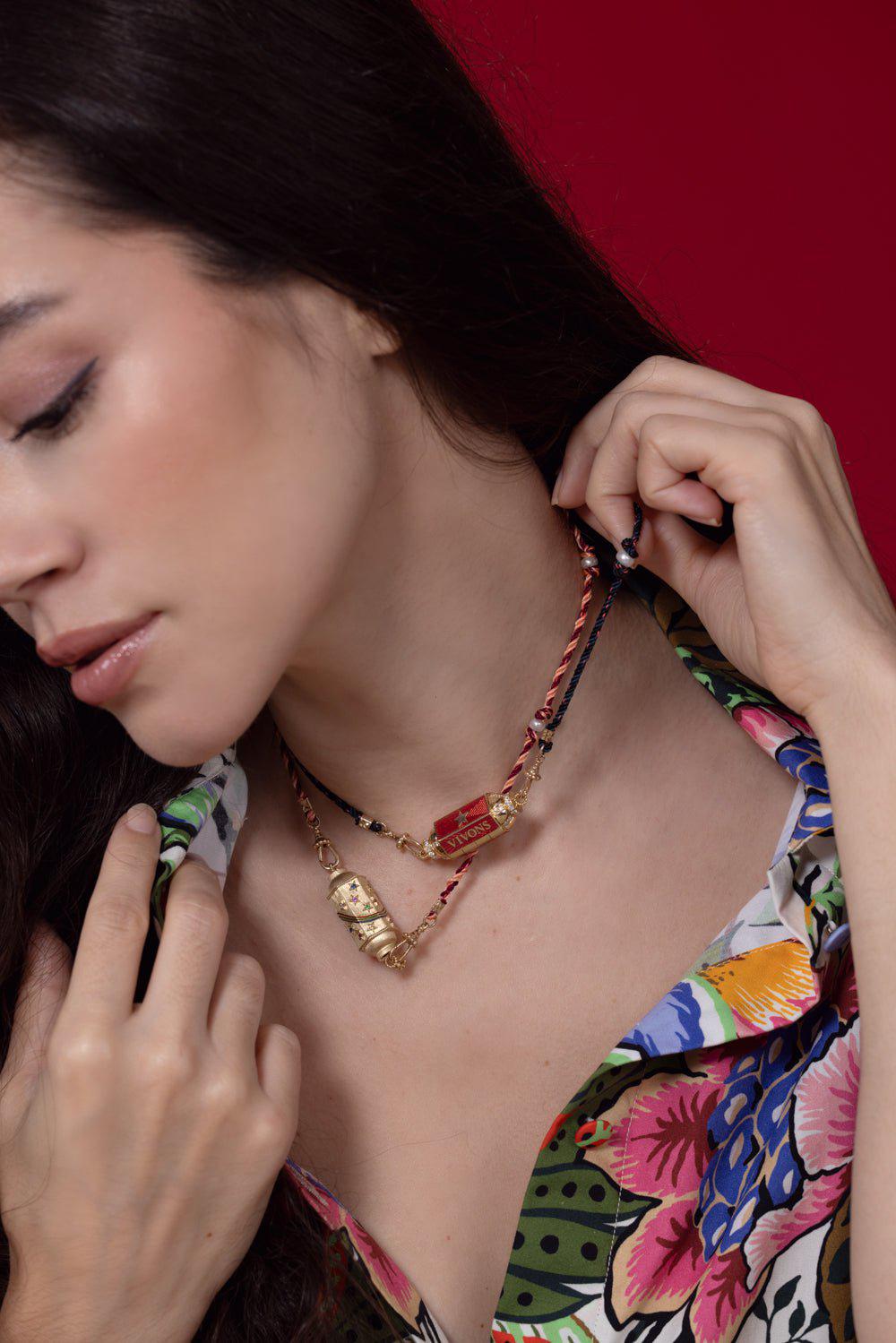 MARIE LICHTENBERG-Mauli Burgundy Beige Chain-