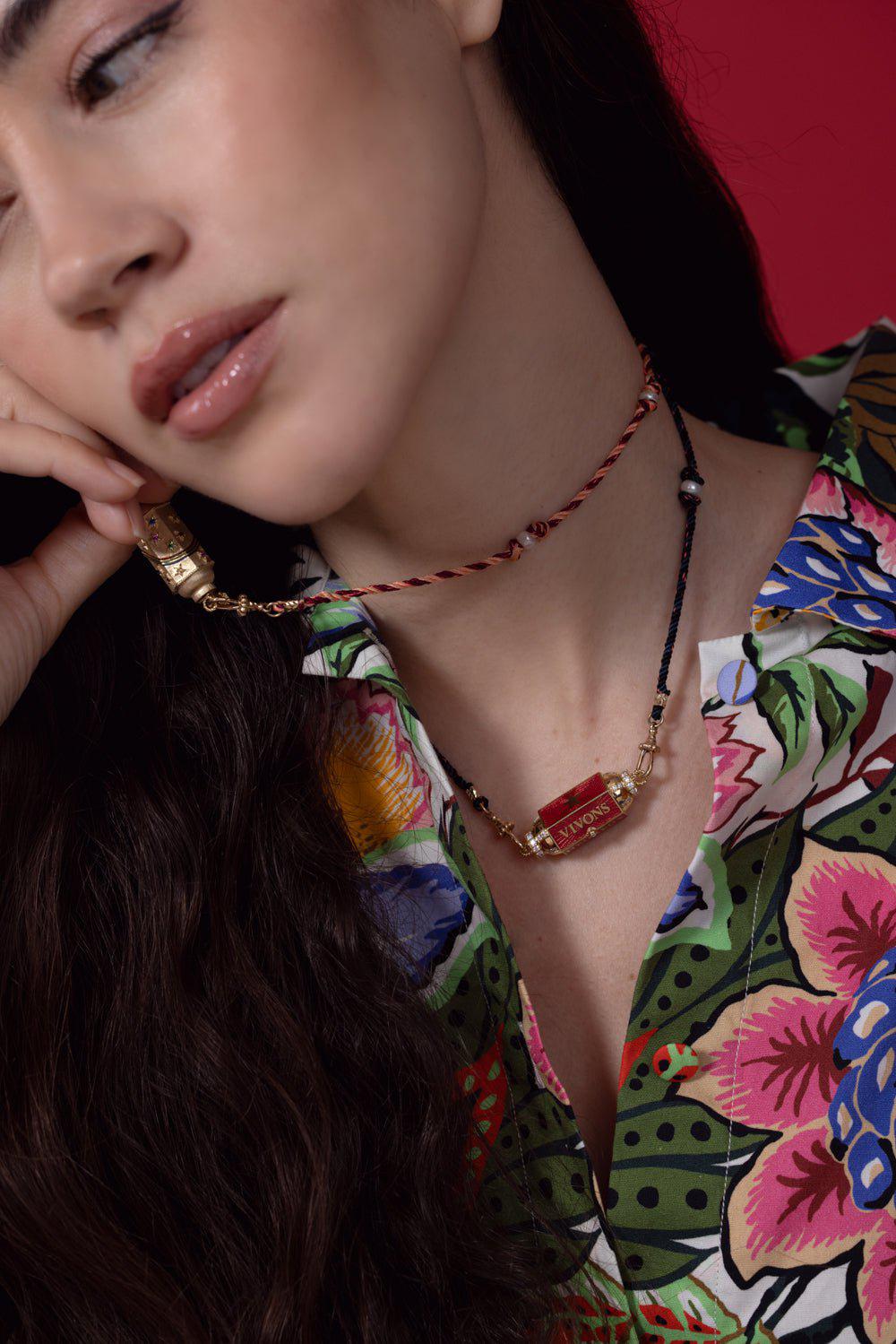 MARIE LICHTENBERG-Mauli Burgundy Beige Chain-