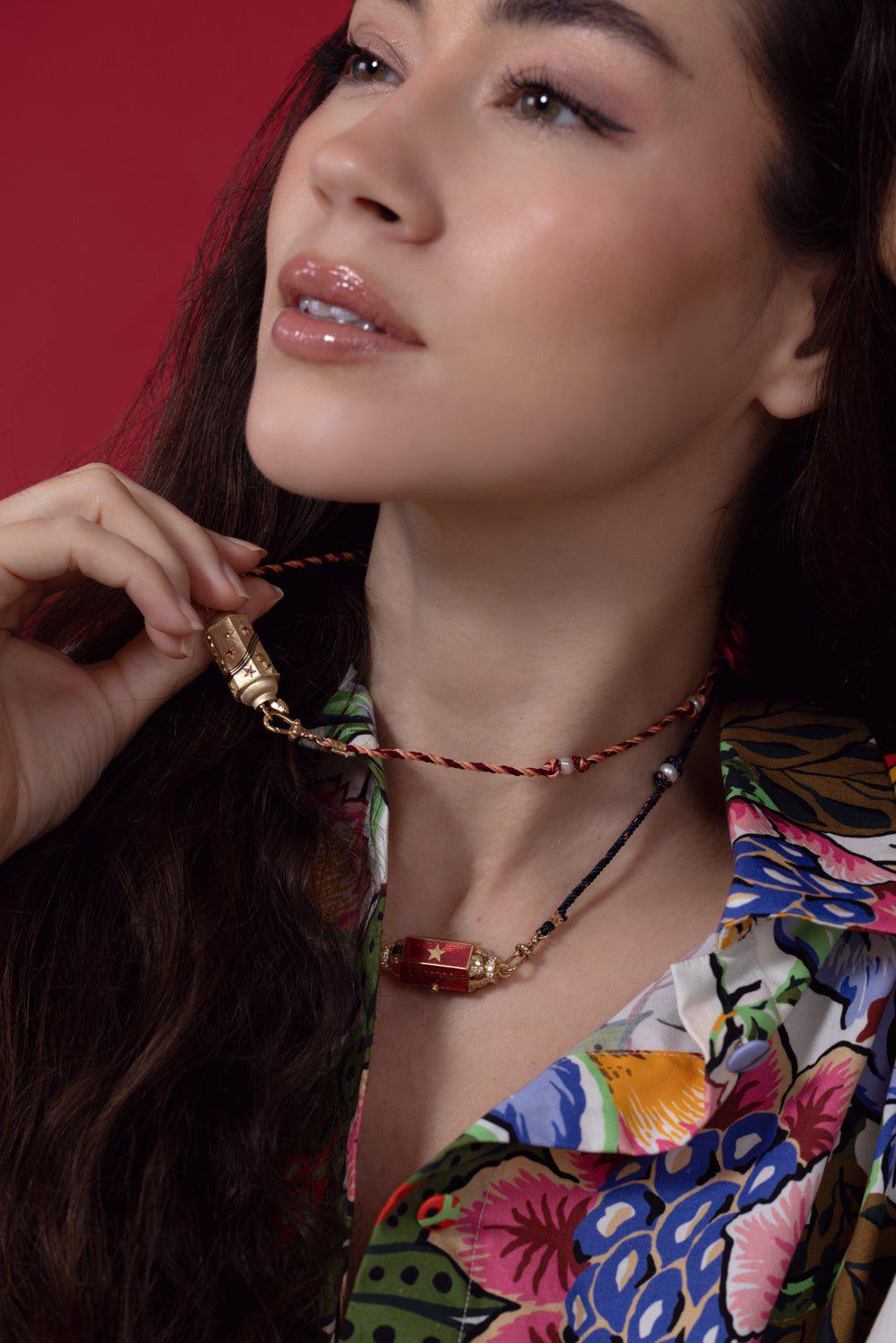 MARIE LICHTENBERG-Mauli Burgundy Beige Chain-