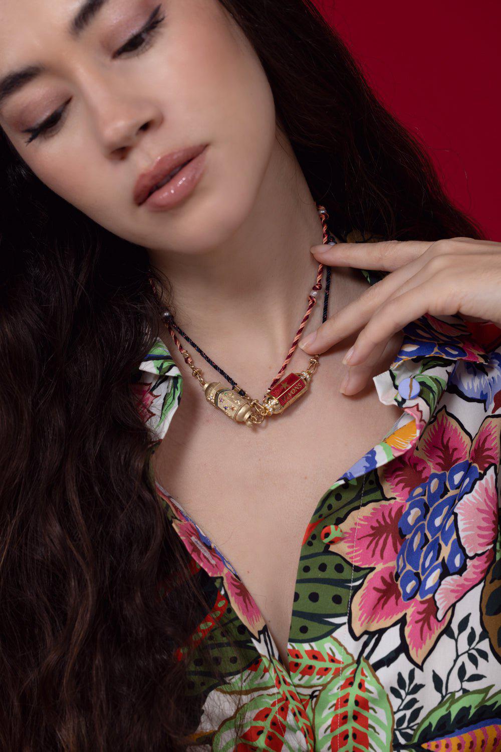 MARIE LICHTENBERG-Mauli Burgundy Beige Chain-