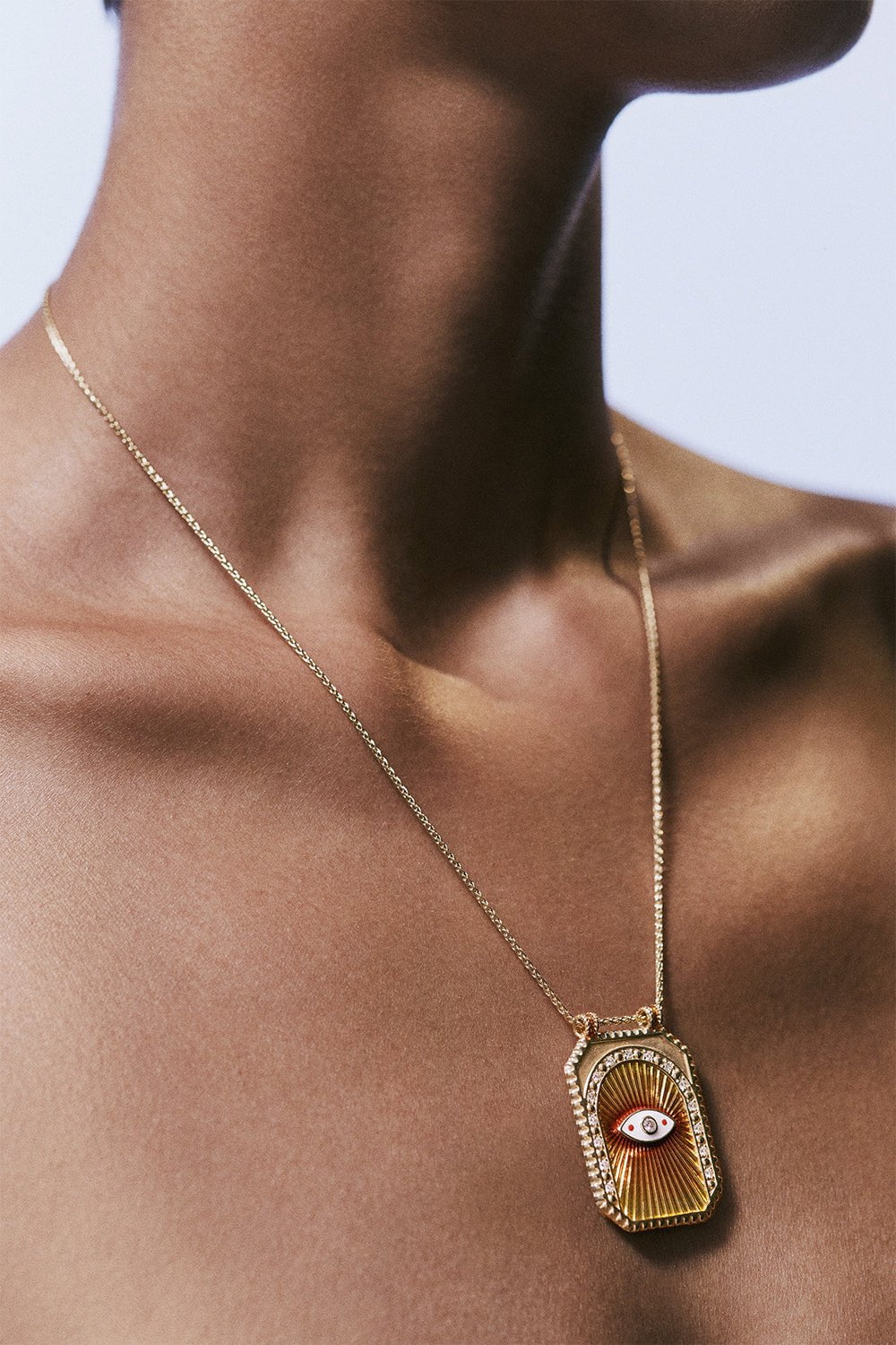 MARIE LICHTENBERG-Eye Pendant Necklace-YELLOW GOLD