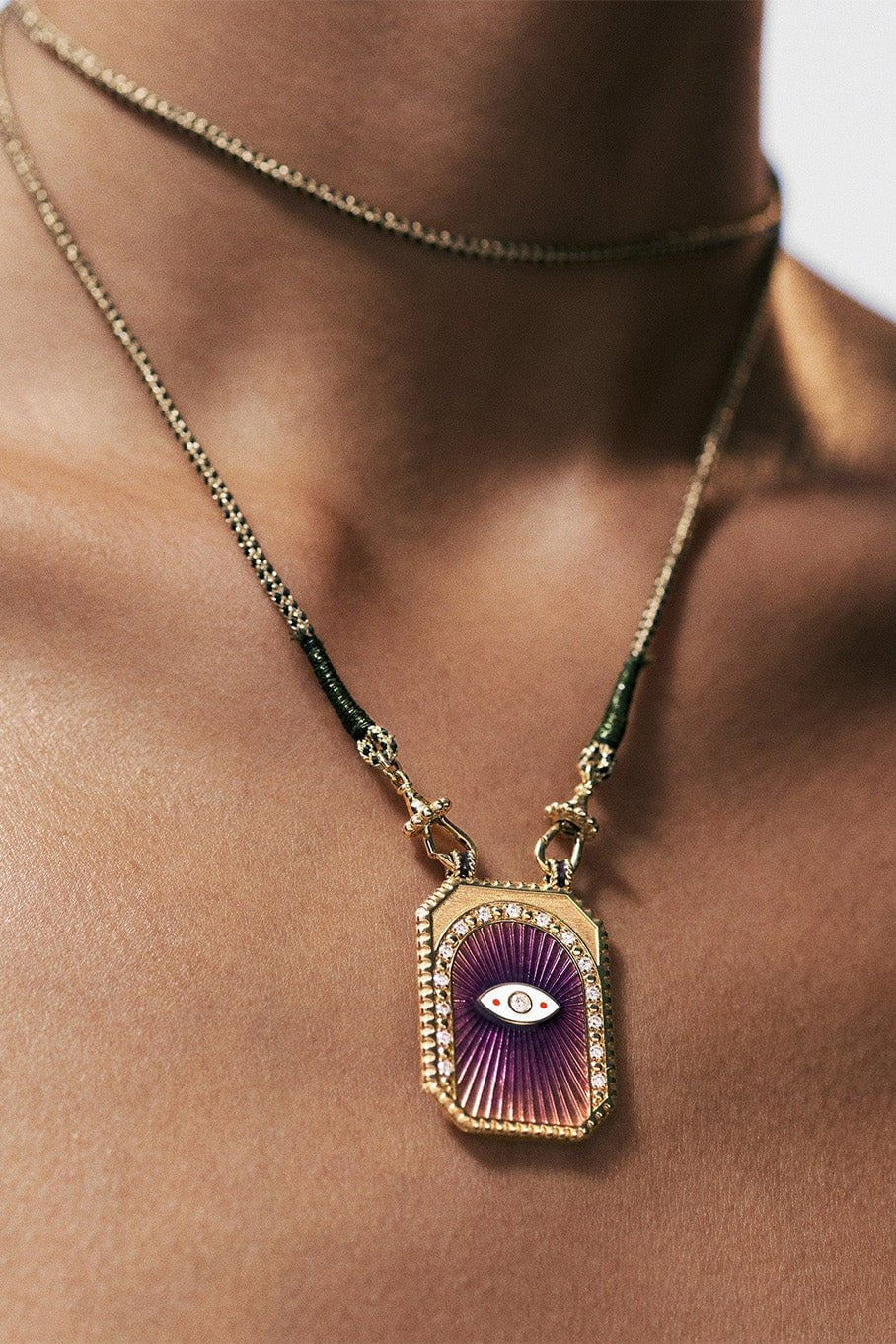 MARIE LICHTENBERG-Eye Protect Scapular Necklace-YELLOW GOLD
