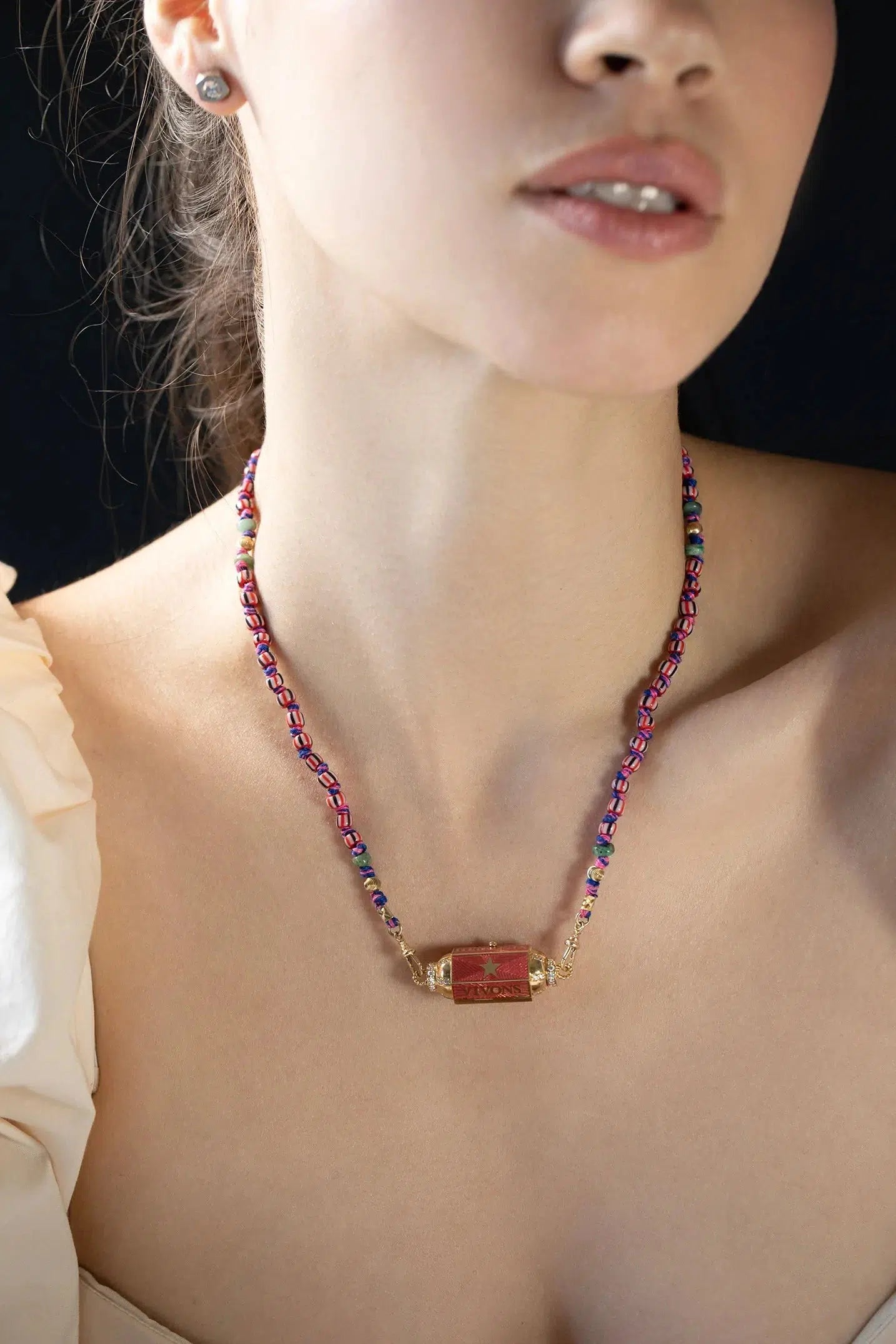 MARIE LICHTENBERG-Mauli Beads Ghana - Pink-YELLOW GOLD