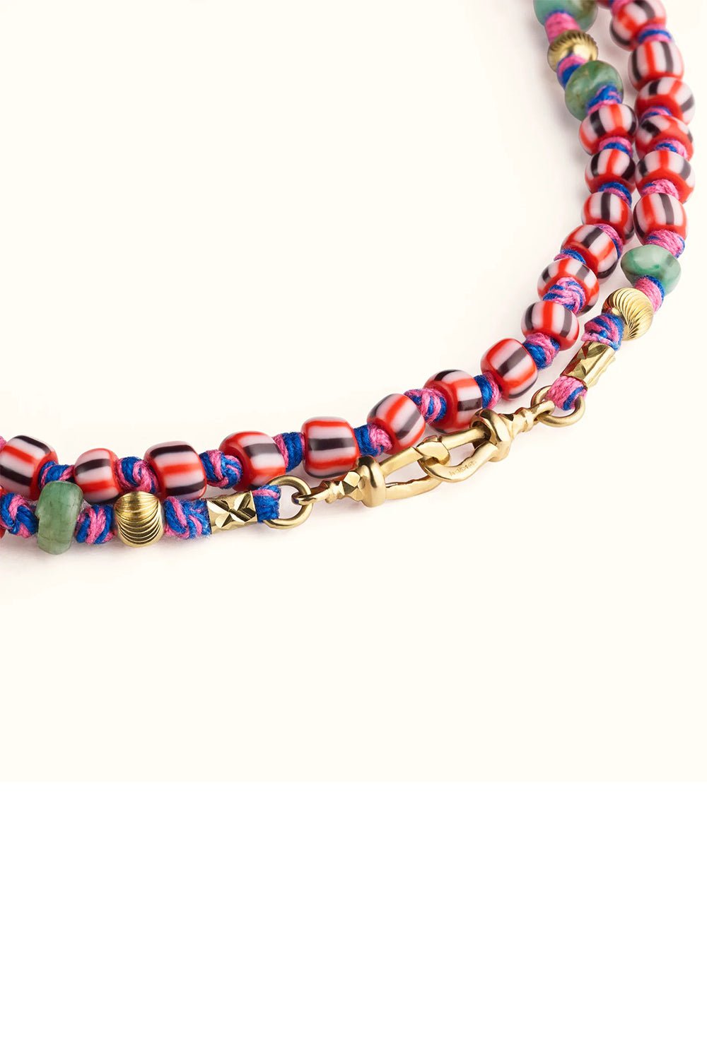 MARIE LICHTENBERG-Mauli Beads Ghana - Pink-YELLOW GOLD
