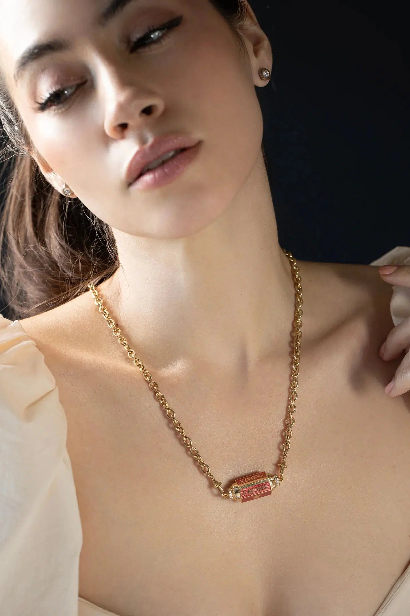 MARIE LICHTENBERG-Vivons Locket Necklace-YELLOW GOLD