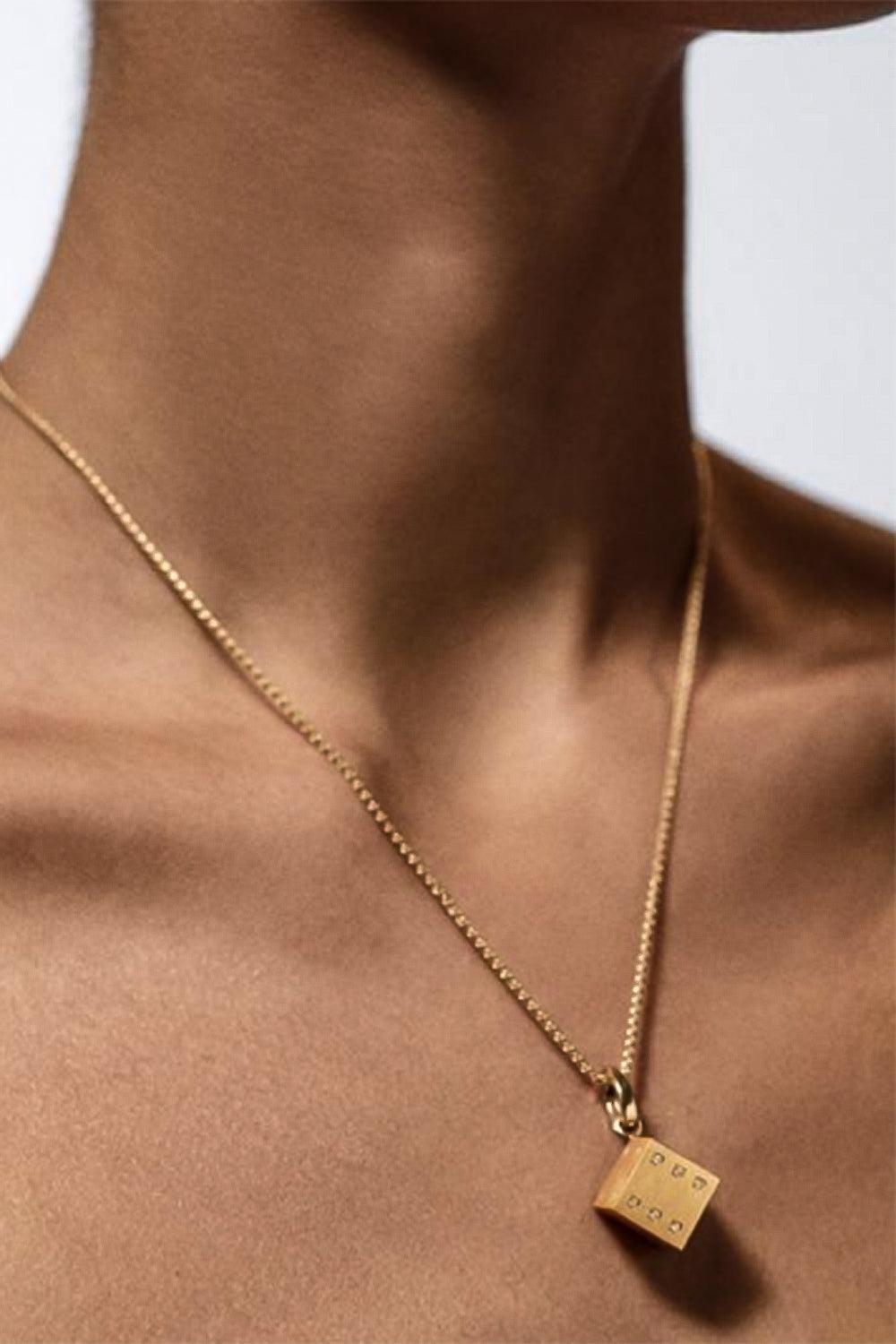 Diamond Dado Charm-YELLOW GOLD-JEWELRYFINE JEWELPENDANT-MARIE LICHTENBERG