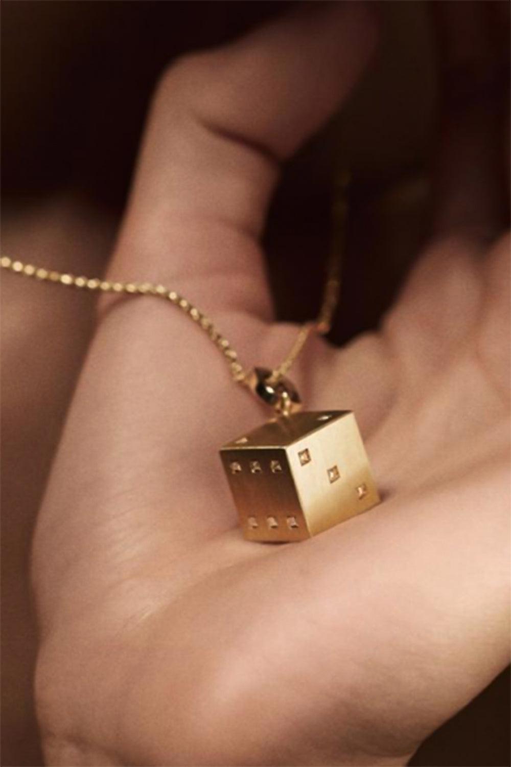 Diamond Dado Charm-YELLOW GOLD-JEWELRYFINE JEWELPENDANT-MARIE LICHTENBERG