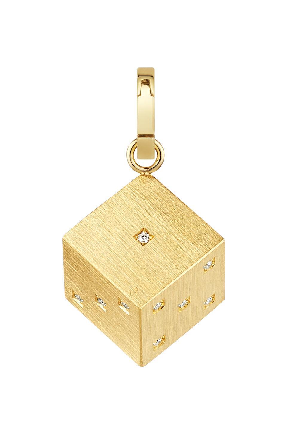 Diamond Dado Charm-YELLOW GOLD-JEWELRYFINE JEWELPENDANT-MARIE LICHTENBERG