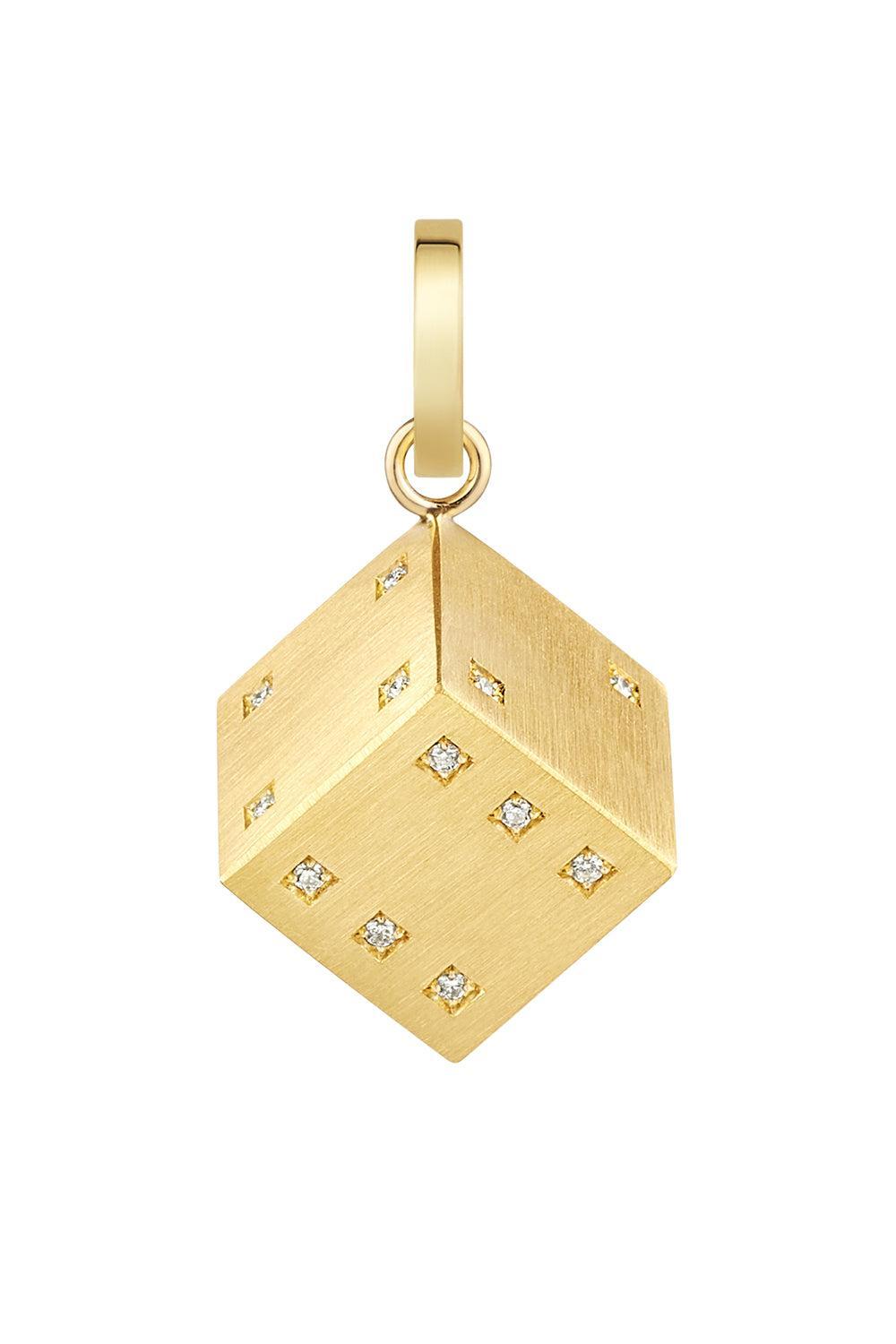 Diamond Dado Charm-YELLOW GOLD-JEWELRYFINE JEWELPENDANT-MARIE LICHTENBERG