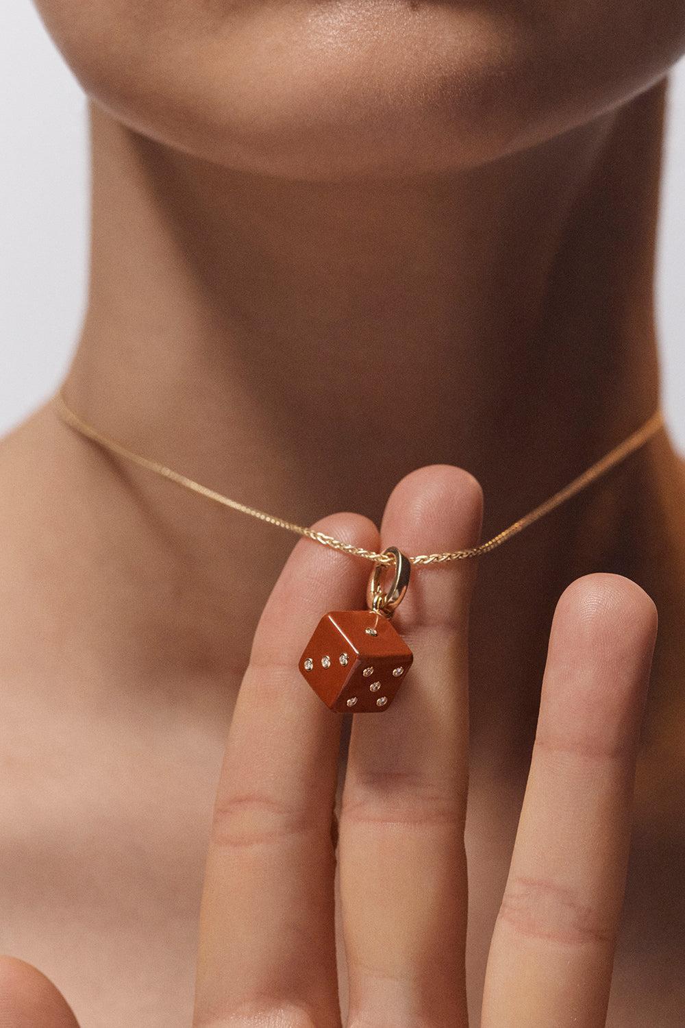 Jasper Diamond Dado Charm-YELLOW GOLD-JEWELRYFINE JEWELPENDANT-MARIE LICHTENBERG