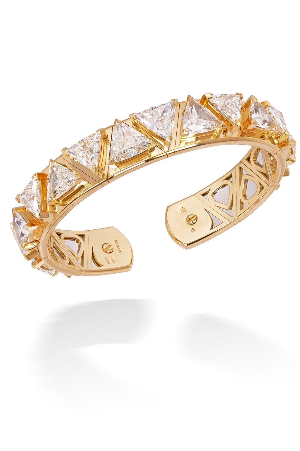 Diamond Triangoli Bangle Bracelet-YELLOW GOLD-JEWELRYFINE JEWELBRACELET O-MARINA B