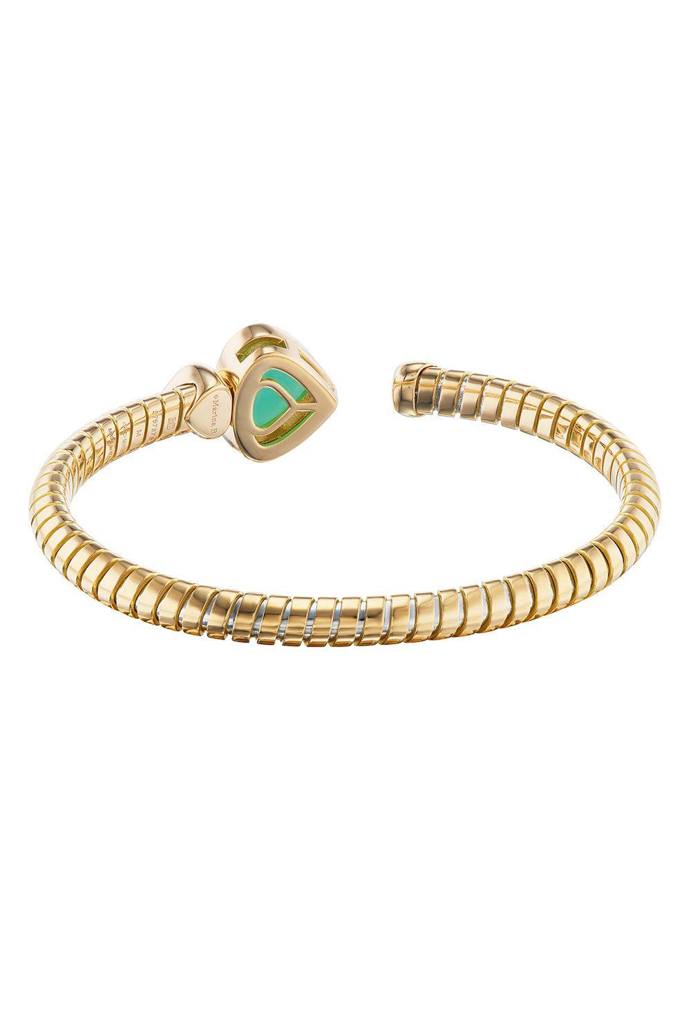 Chrysoprase Diamond Trisolina Bangle Bracelet-YELLOW GOLD-LARGE-JEWELRYFINE JEWELBRACELET O-MARINA B