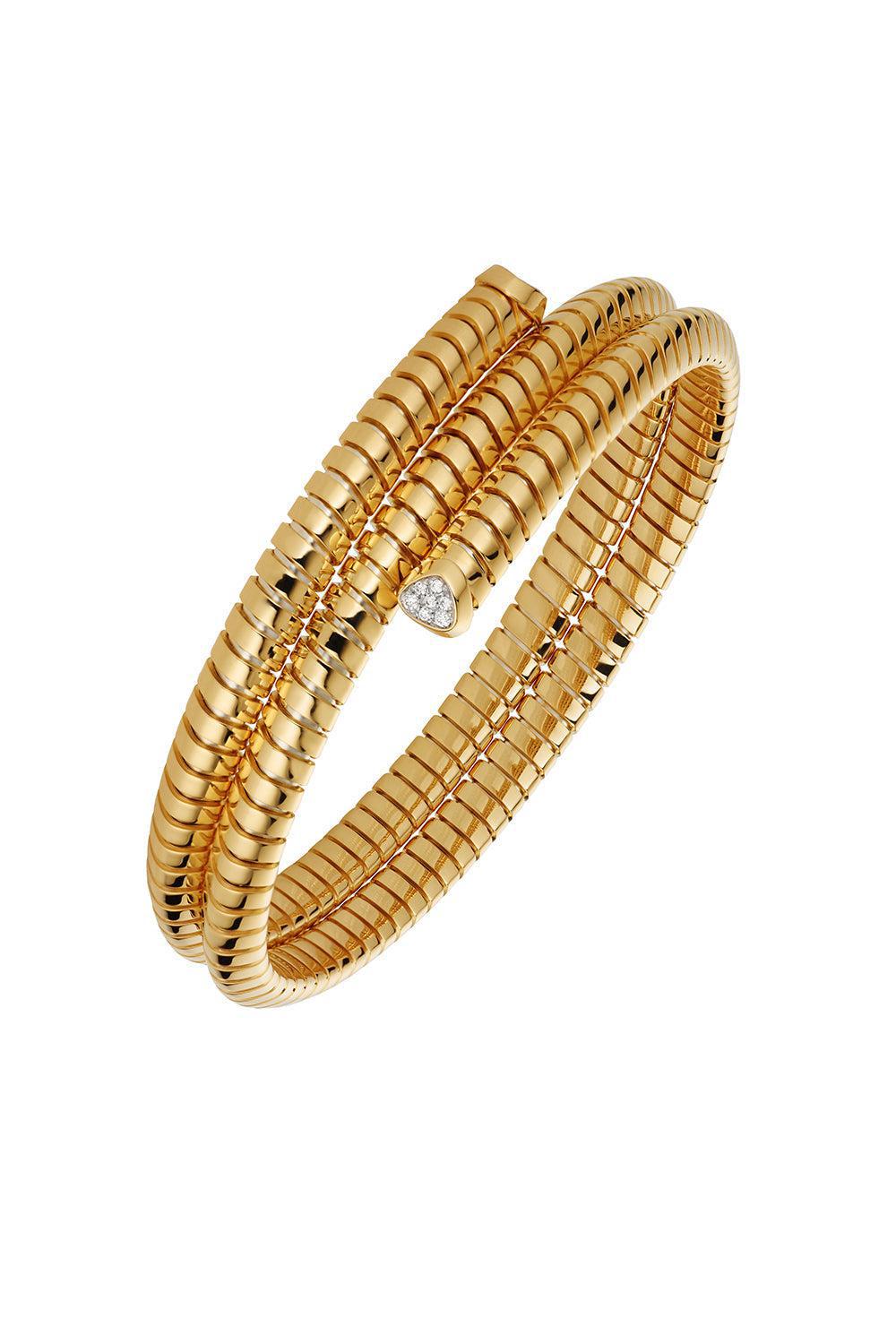 MARINA B-Trisolina Triple Pave Diamond Bangle Bracelet-YELLOW GOLD