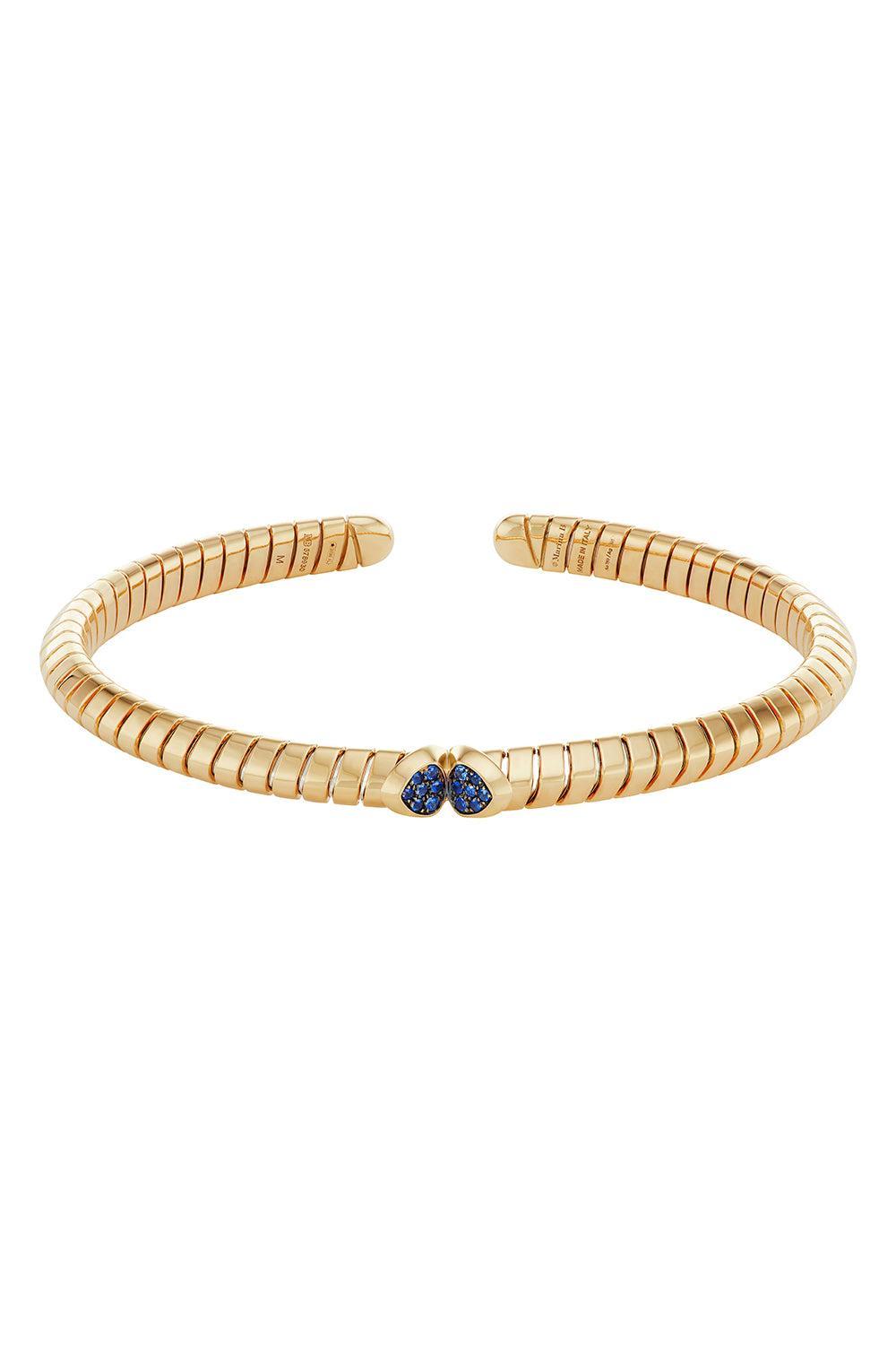 Blue Sapphire Trisolina Bangle Bracelet-YELLOW GOLD-MEDIUM-JEWELRYFINE JEWELBRACELET O-MARINA B