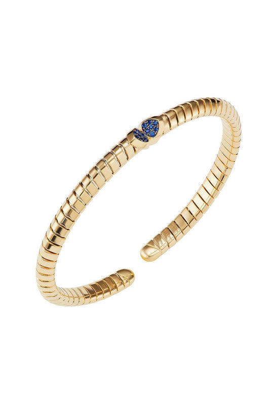 Blue Sapphire Trisolina Bangle Bracelet-YELLOW GOLD-MEDIUM-JEWELRYFINE JEWELBRACELET O-MARINA B