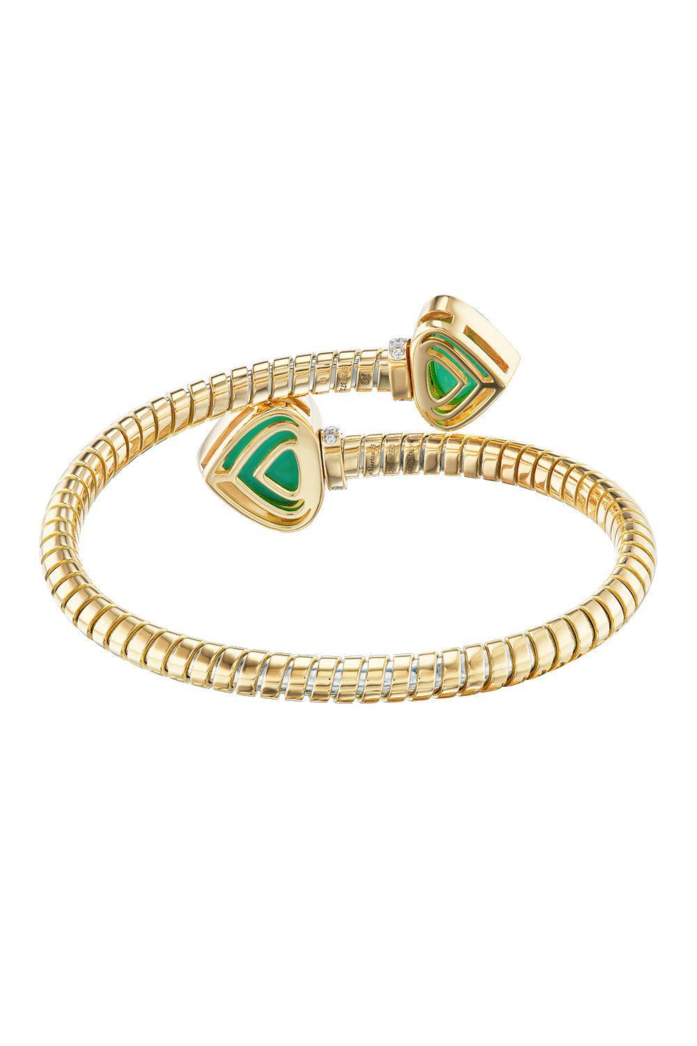 Chrsoprase Trisolina Bypass Bracelet-YELLOW GOLD-MEDIUM-JEWELRYFINE JEWELBRACELET O-MARINA B