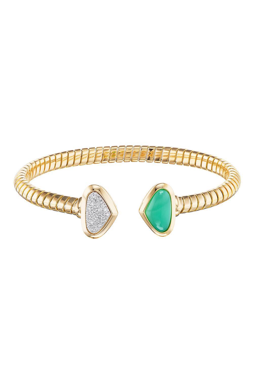 Chrysoprase Diamond Trisolina Bracelet-YELLOW GOLD-MEDIUM-JEWELRYFINE JEWELBRACELET O-MARINA B