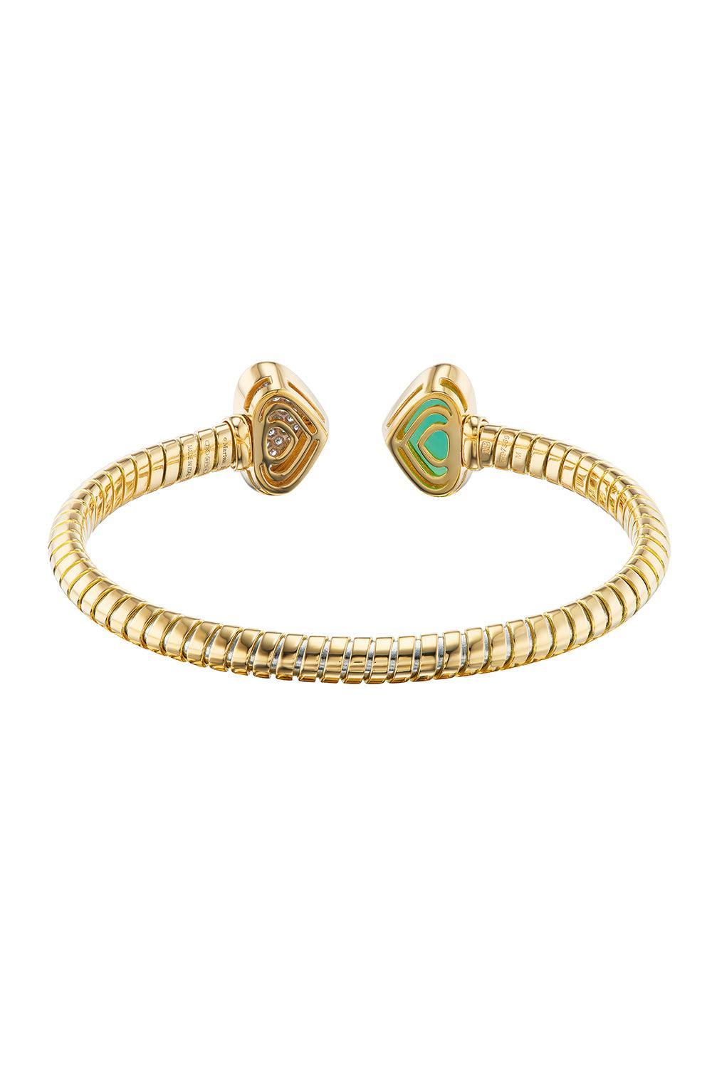 Chrysoprase Diamond Trisolina Bracelet-YELLOW GOLD-MEDIUM-JEWELRYFINE JEWELBRACELET O-MARINA B