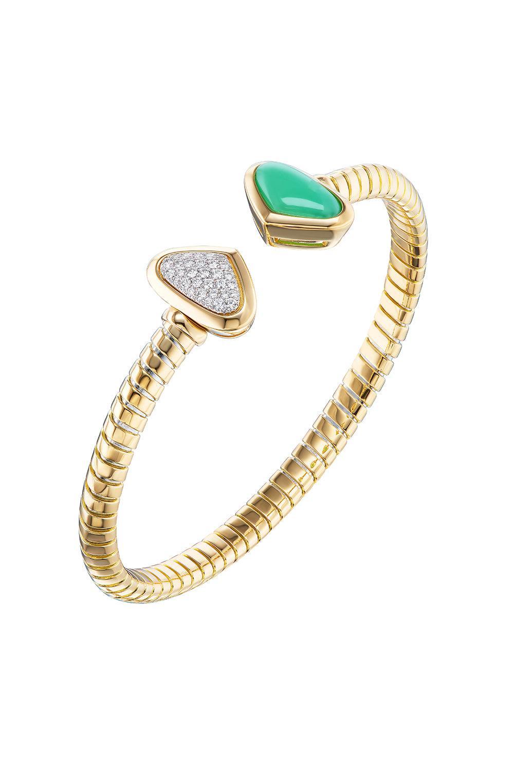 Chrysoprase Diamond Trisolina Bracelet-YELLOW GOLD-MEDIUM-JEWELRYFINE JEWELBRACELET O-MARINA B