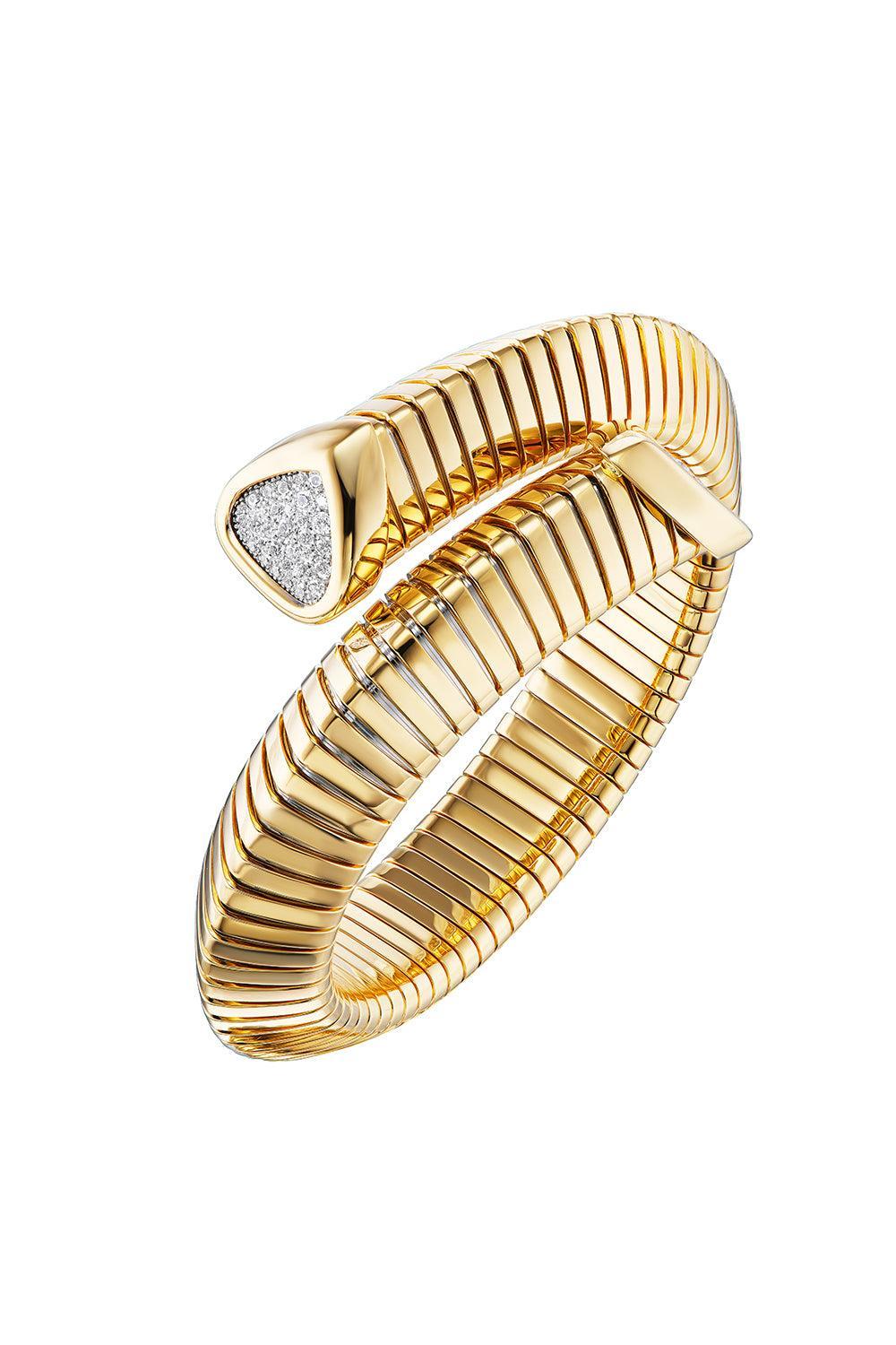 Diamond Trisola Bangle Bracelet-YELLOW GOLD-MEDIUM-JEWELRYFINE JEWELBRACELET O-MARINA B