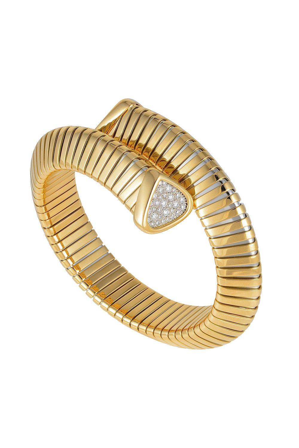 Diamond Trisola Bangle Bracelet-YELLOW GOLD-MEDIUM-JEWELRYFINE JEWELBRACELET O-MARINA B