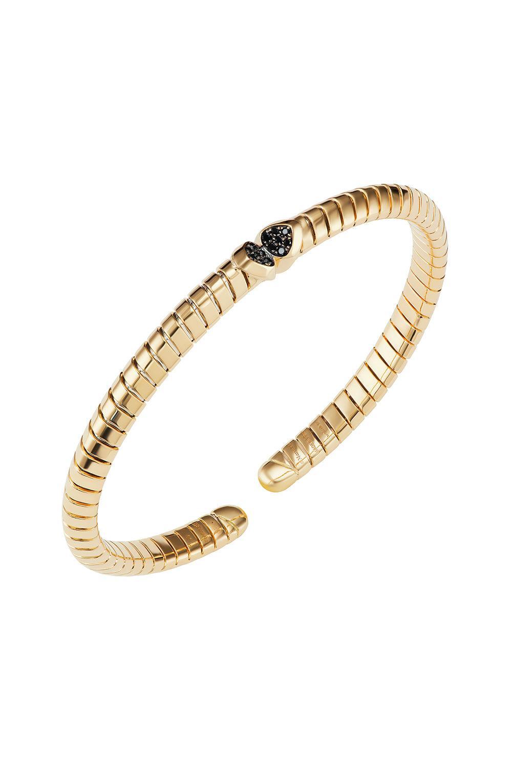 Black Diamond Trisolina Bangle Bracelet-YELLOW GOLD-SMALL-JEWELRYFINE JEWELBRACELET O-MARINA B