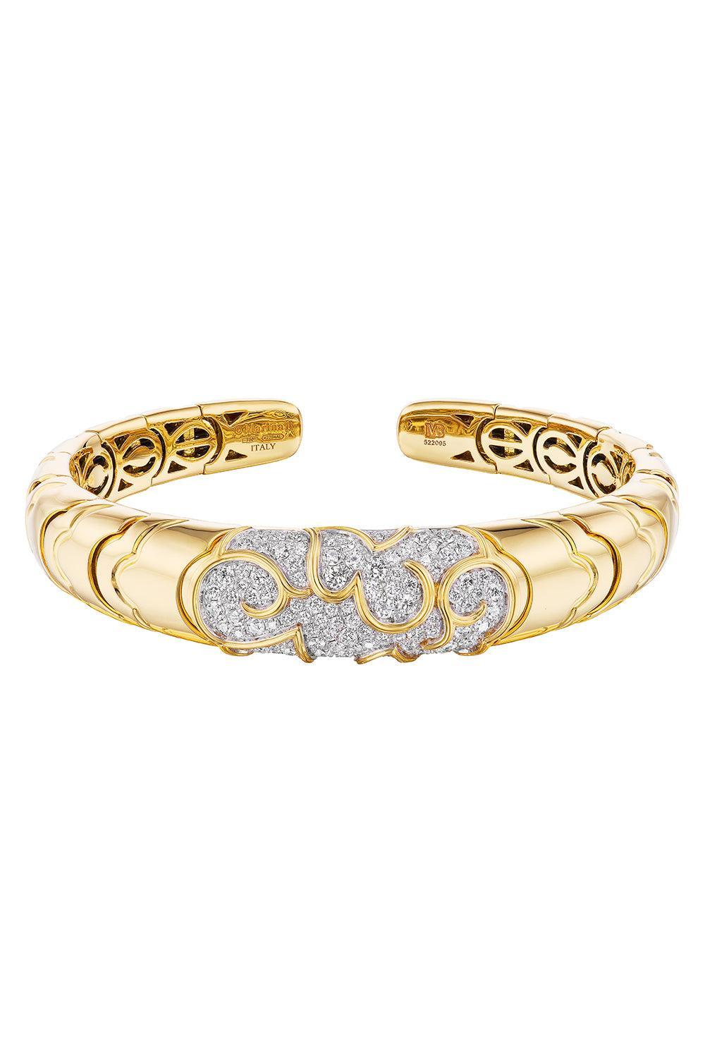 Diamond Onda Bangle Bracelet-YELLOW GOLD-SMALL-JEWELRYFINE JEWELBRACELET O-MARINA B
