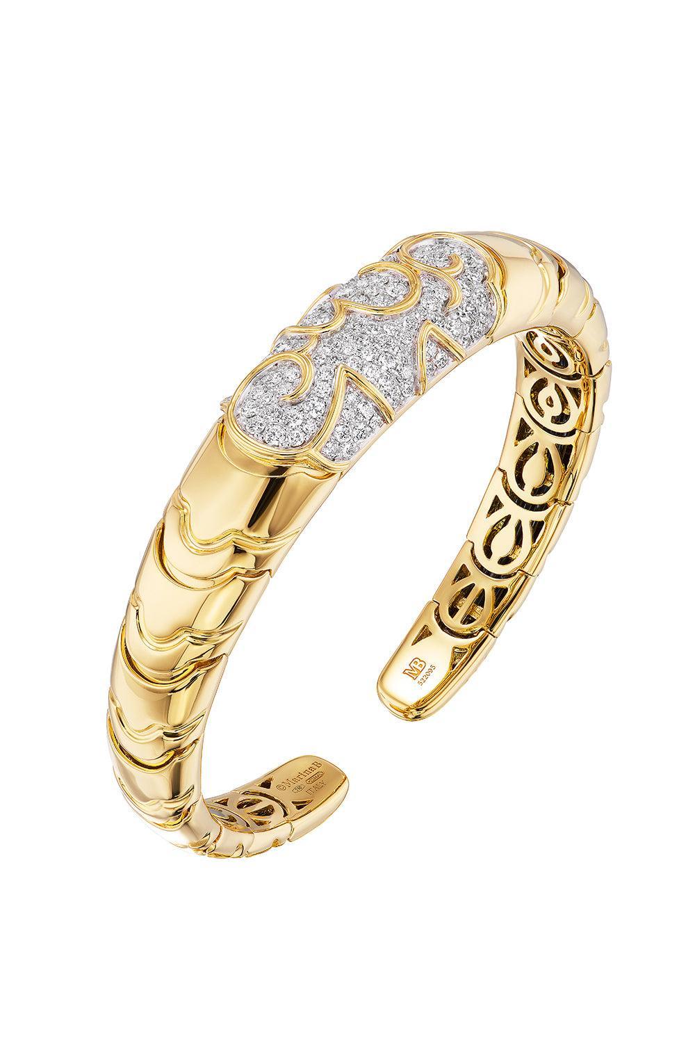 Diamond Onda Bangle Bracelet-YELLOW GOLD-SMALL-JEWELRYFINE JEWELBRACELET O-MARINA B