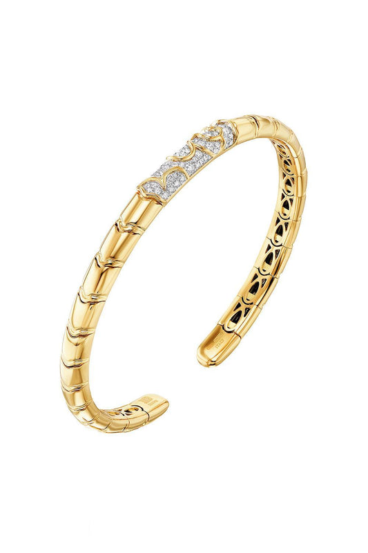 Diamond Ondine Bangle Bracelet-YELLOW GOLD-SMALL-JEWELRYFINE JEWELBRACELET O-MARINA B