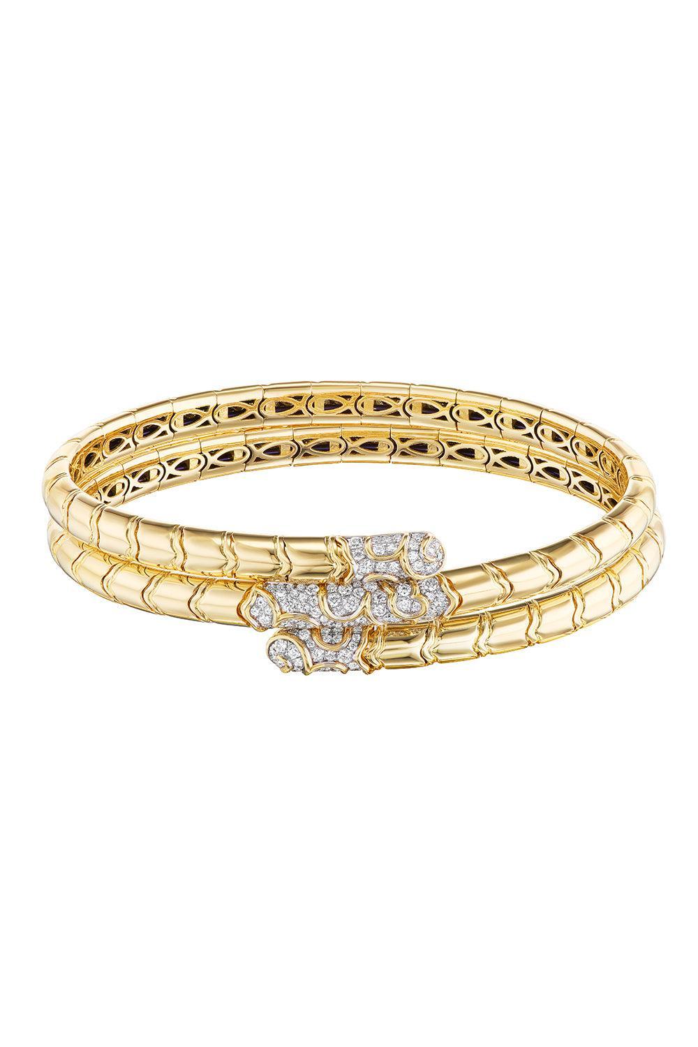 Diamond Ondone Triple Bangle Bracelet-YELLOW GOLD-SMALL-JEWELRYFINE JEWELBRACELET O-MARINA B