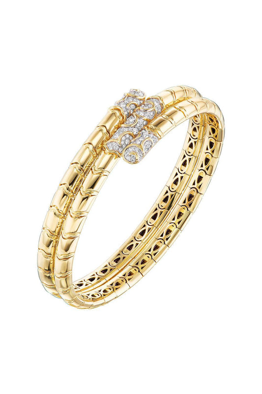 Diamond Ondone Triple Bangle Bracelet-YELLOW GOLD-SMALL-JEWELRYFINE JEWELBRACELET O-MARINA B