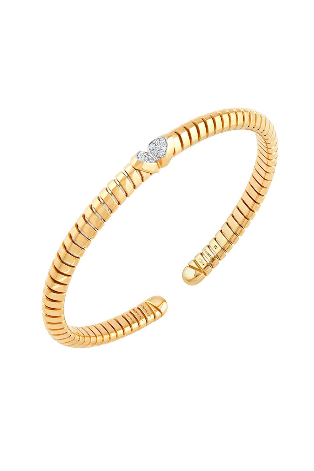 Diamond Trisolina Bangle Bracelet-YELLOW GOLD-SMALL-JEWELRYFINE JEWELBRACELET O-MARINA B