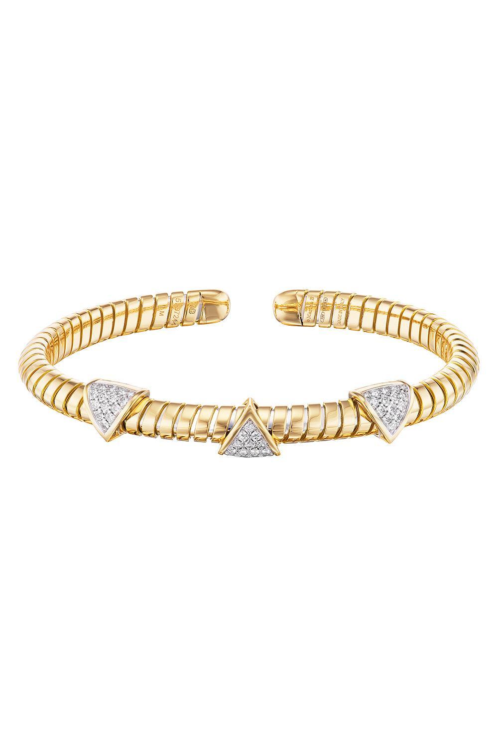Diamond Trisolina Three Claws Bracelet-YELLOW GOLD-SMALL-JEWELRYFINE JEWELBRACELET O-MARINA B