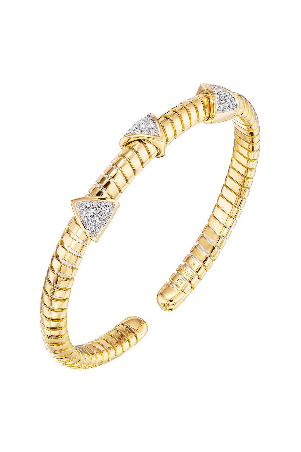 Diamond Trisolina Three Claws Bracelet-YELLOW GOLD-SMALL-JEWELRYFINE JEWELBRACELET O-MARINA B