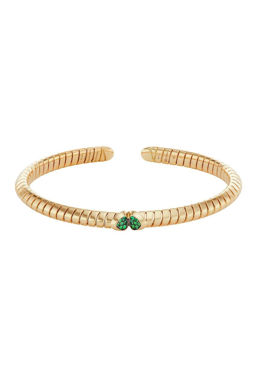 Emerald Trisolina Bangle Bracelet-YELLOW GOLD-SMALL-JEWELRYFINE JEWELBRACELET O-MARINA B