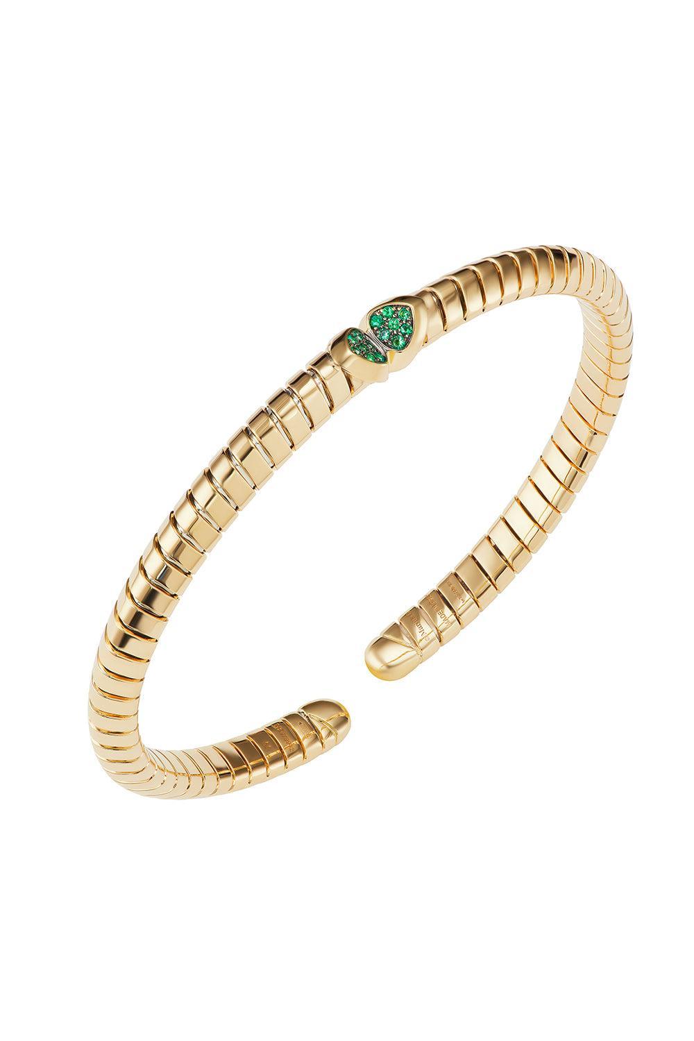Emerald Trisolina Bangle Bracelet-YELLOW GOLD-SMALL-JEWELRYFINE JEWELBRACELET O-MARINA B