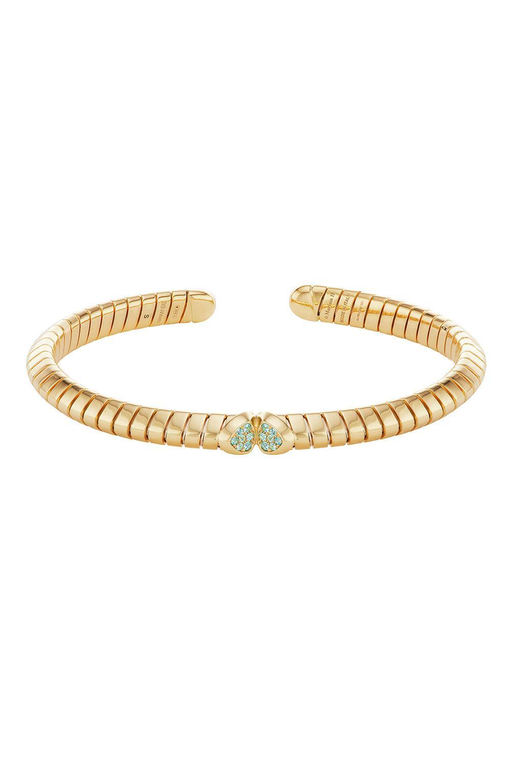 Paraiba Tourmaline Trisolina Bangle Bracelet-YELLOW GOLD-SMALL-JEWELRYFINE JEWELBRACELET O-MARINA B
