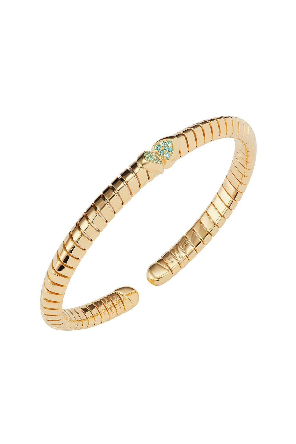 Paraiba Tourmaline Trisolina Bangle Bracelet-YELLOW GOLD-SMALL-JEWELRYFINE JEWELBRACELET O-MARINA B